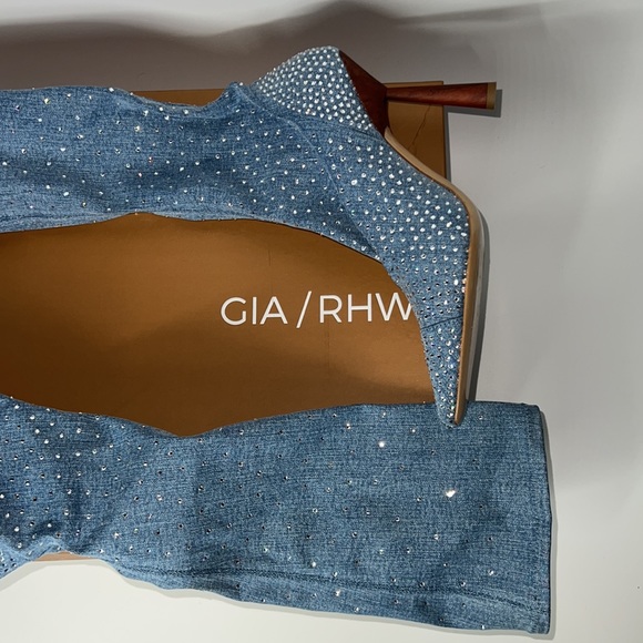 GIA BORGHINI x RHW for FWRD Denim Crystal Boot in Medium Denim 39 - Picture 6 of 10